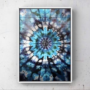 Trendy blue black silver tie dye pattern art print